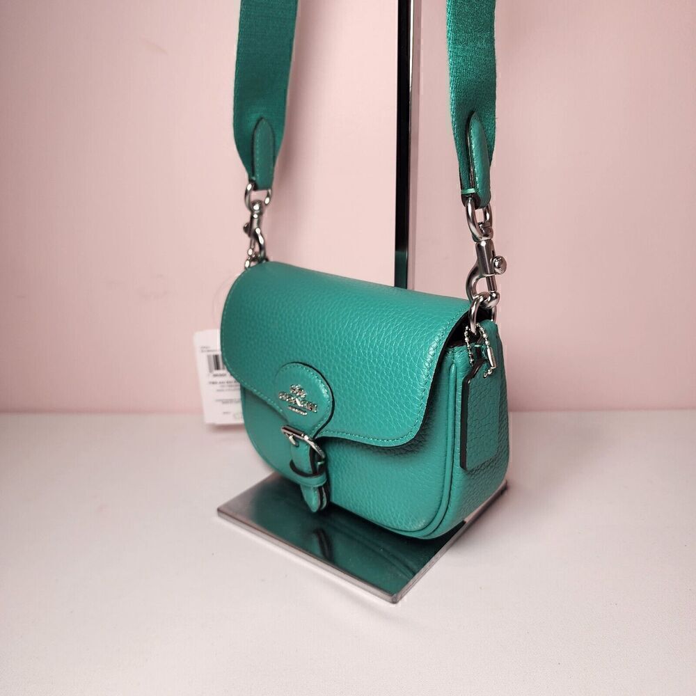 NWT Coach CP001 Amelia Small Saddle Bag in Bright Green - Picture 3 of 8